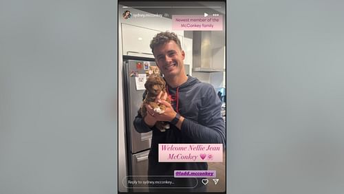  McConkey's wife, Sydney, reveals welcoming the 'newest member' to the family. (Image Credit: Sydney/IG)