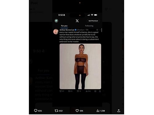 Ye's repost about Bianca (Image via X/ @kanyewest)