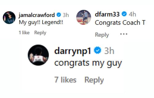 Former NBA players and current Kansas player react to KU assistant coach's honor | via @kuhoops, @kthoops/Instagram