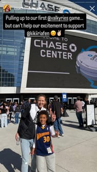 Lindsay Gottlieb and son Jordan attend a Golden State Valkyries game