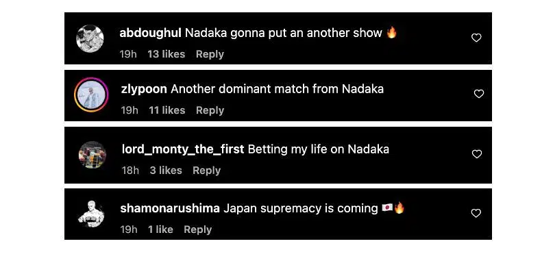 Screenshot of comments. [ONE Championship/Instagram]