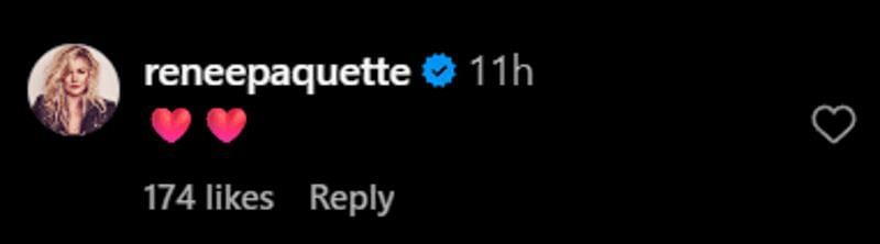 Renee Paquette&#039;s reaction to the post [Screenshot via Instagram]
