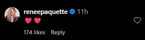 Renee Paquette's reaction to the post [Screenshot via Instagram]