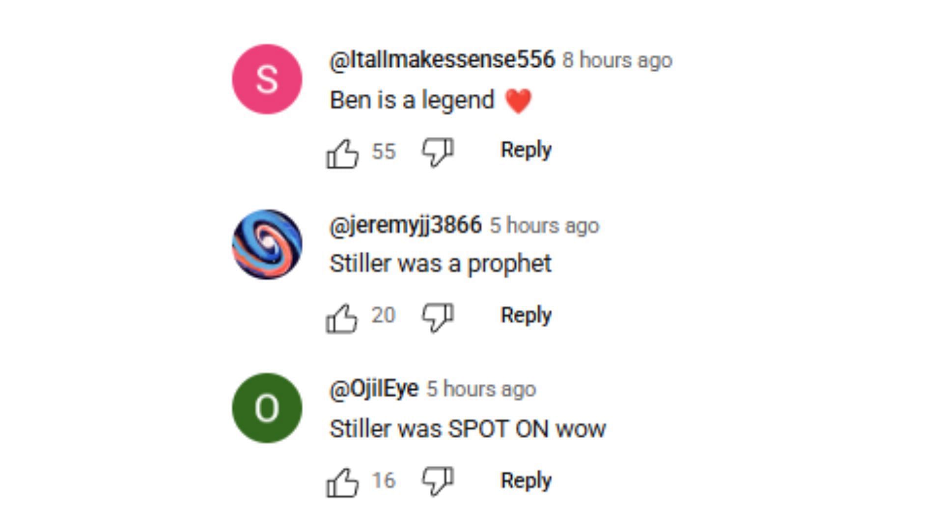 Alguns comentários dos fãs do Styles (imagem via YouTube/@ESPN)