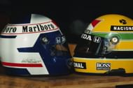 Alain Prost and Ayrton Senna's helmets - Source: Getty