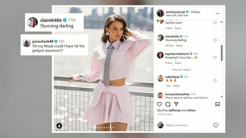 George Kittle's wife Claire drops 2-word reaction as Kristin Juszczyk turns heads in SBJ photoshoot (Image Credit: Kristin/IG)