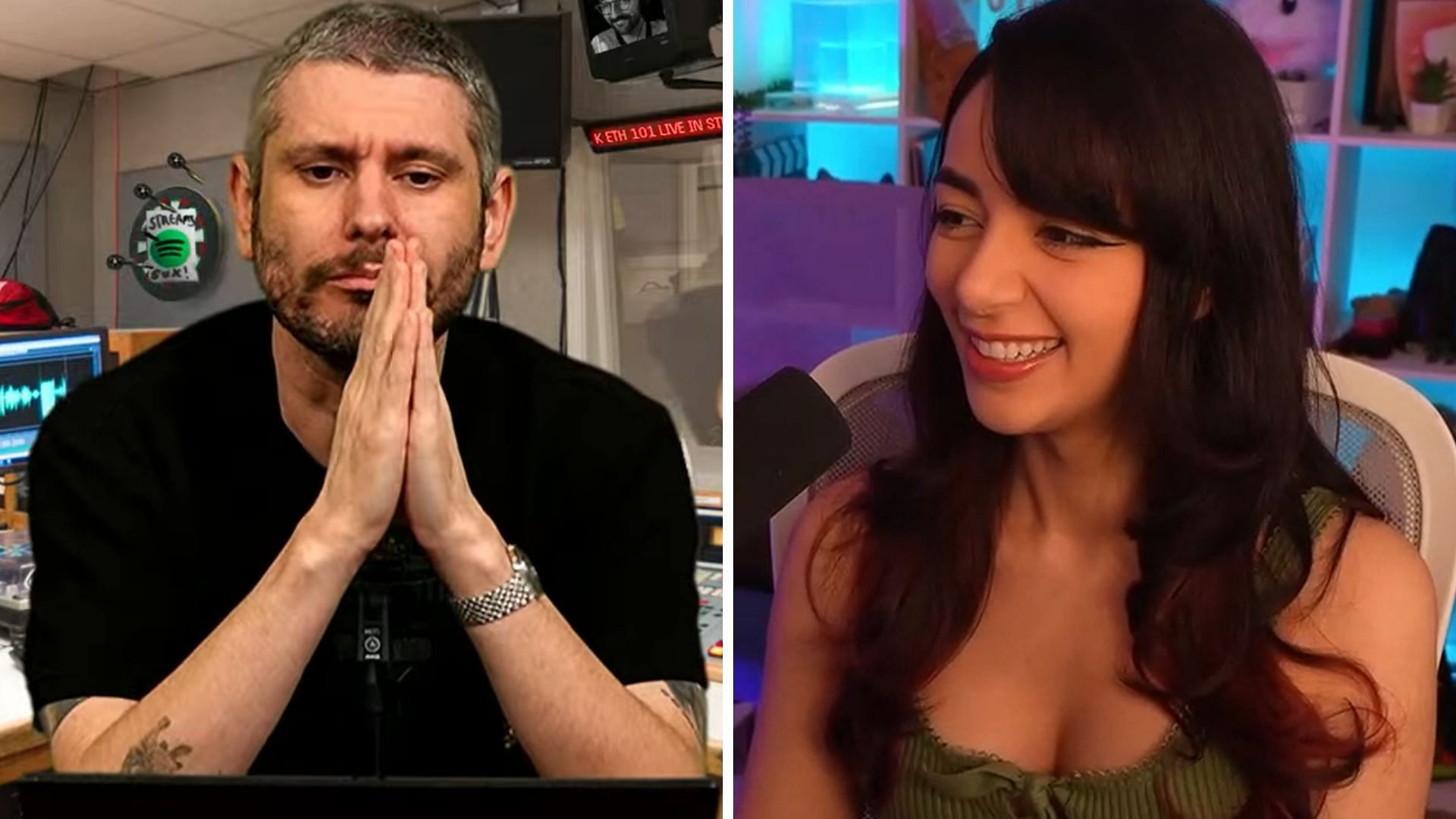 Denims sends legal letter demanding Ethan Klein retract his CPS remarks about her (Image via Denims/Twitch, H3 Podcast/YouTube)
