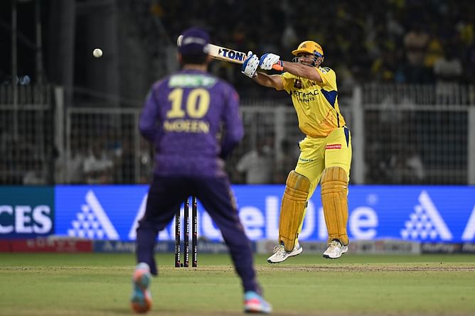 MS Dhoni smashes a mighty six in the final over to take CSK to brink of victory during IPL 2025 clash vs KKR [Watch]
