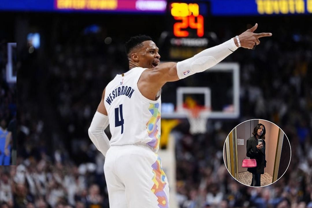 Russell Westbrook during a Denver Nuggets game, Ninna Westbrook takes a selfie via Instagram  