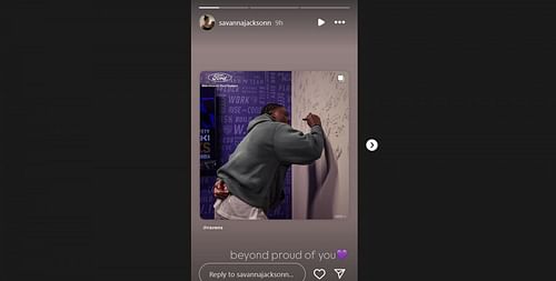 Starks' fiancée, Savannah, pens a message as Ravens rookie signs contract/@savannajacksonn