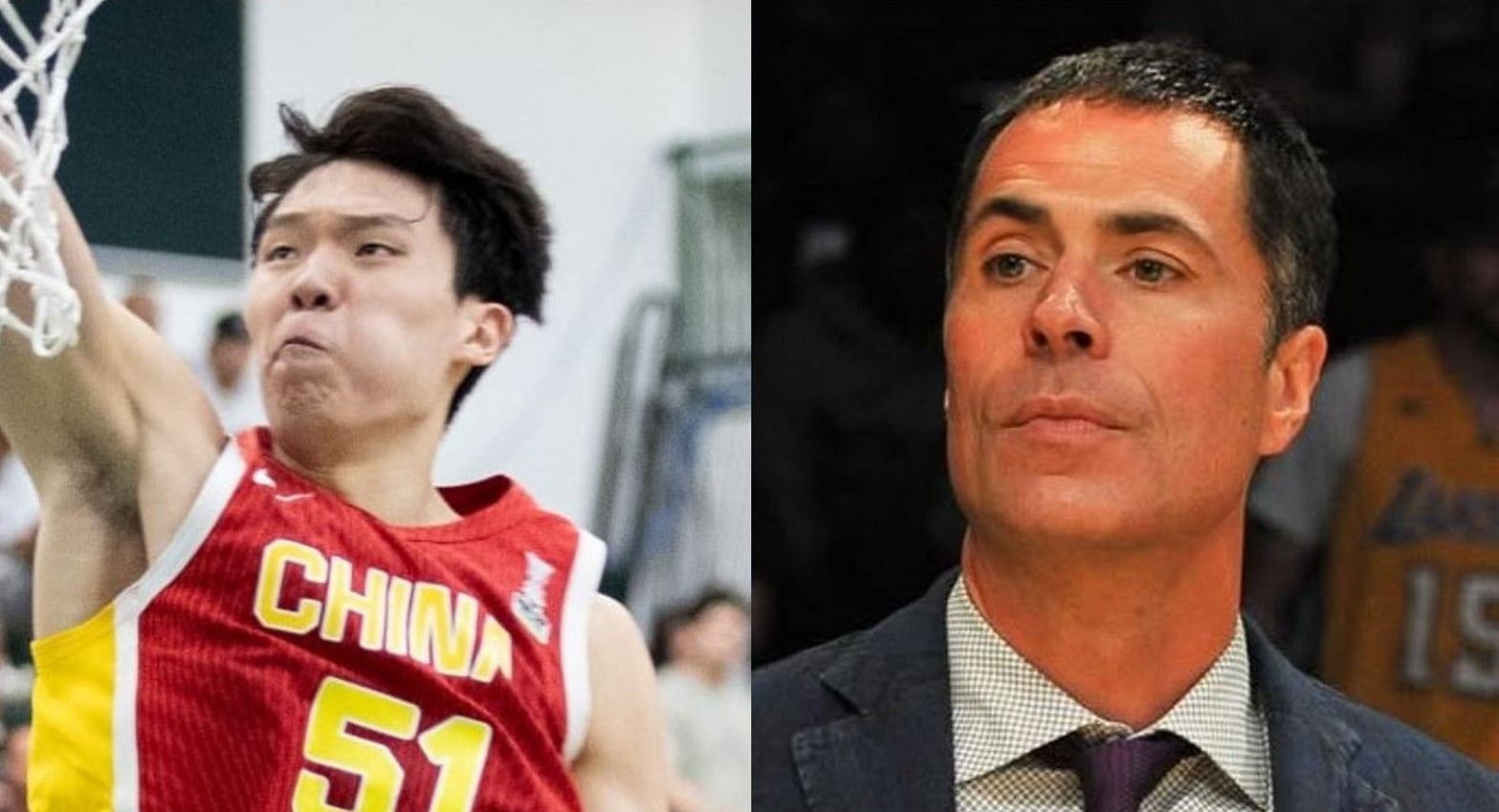 Fans surmise Chinese big man Hansen Yang is Laker-bound after Rob Pelinka was present to catch him play. -- Photo from FIBA and Rob Pelinka