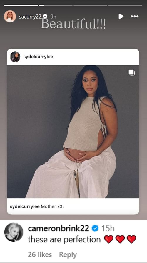 Sonya and Cameron react tot Sydel's pregnancy photos (Image: @sacurry22 IG, @sydelcurrylee IG)