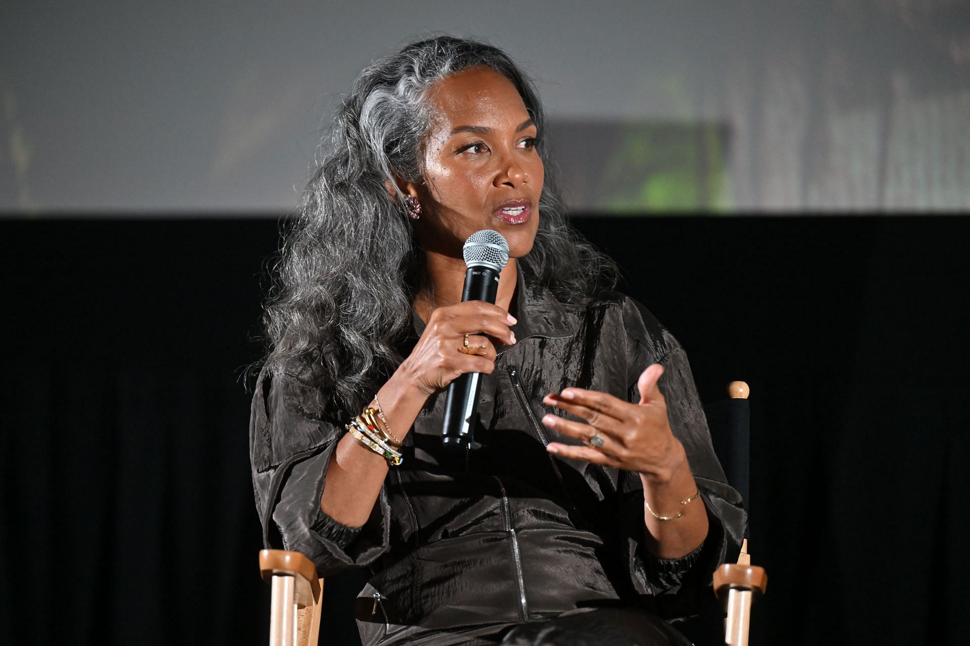 Mara Brock Akil speaks onstage during the Atlanta screening of Netflix's "Forever" at IPIC Atlanta on April 30, 2025, in Atlanta, Georgia. (Image via Getty)