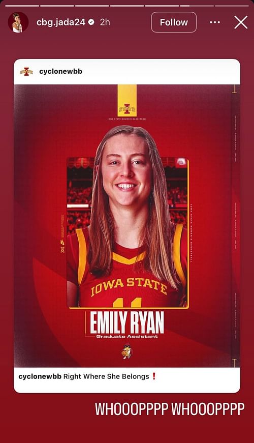 Jada Williams expresses excitement about Emily Ryan's new role