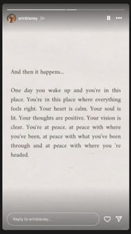 Erin Blaney's Instagram story - Source: @erinblaney on IG