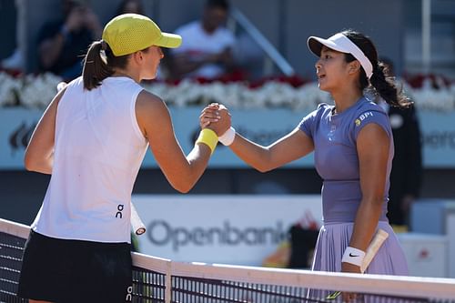 Swiatek and Eala at the Mutua Madrid Open - Day Three - Source: Getty