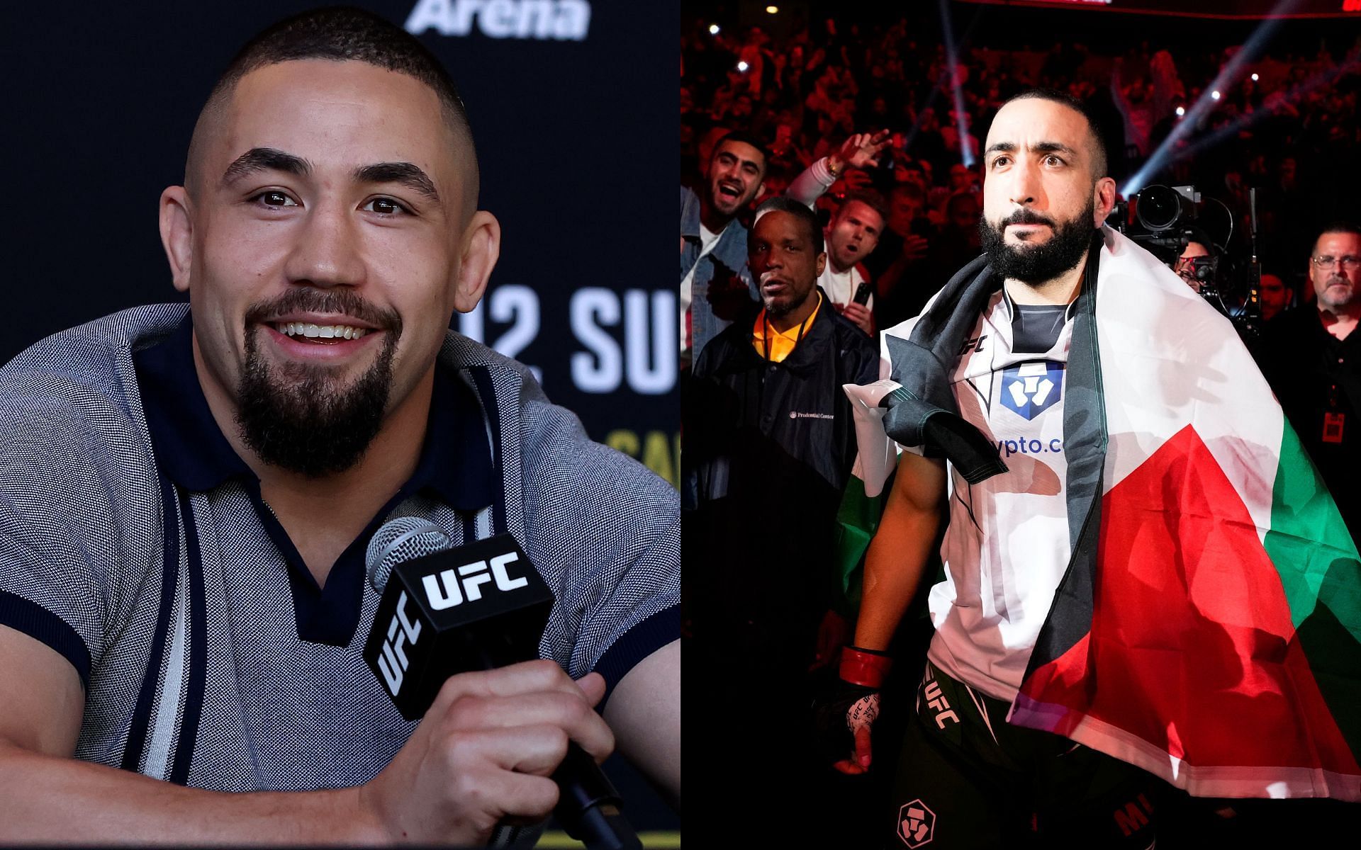 Robert Whittaker takes a playful jab at Belal Muhammad. [Images courtesy: Getty]