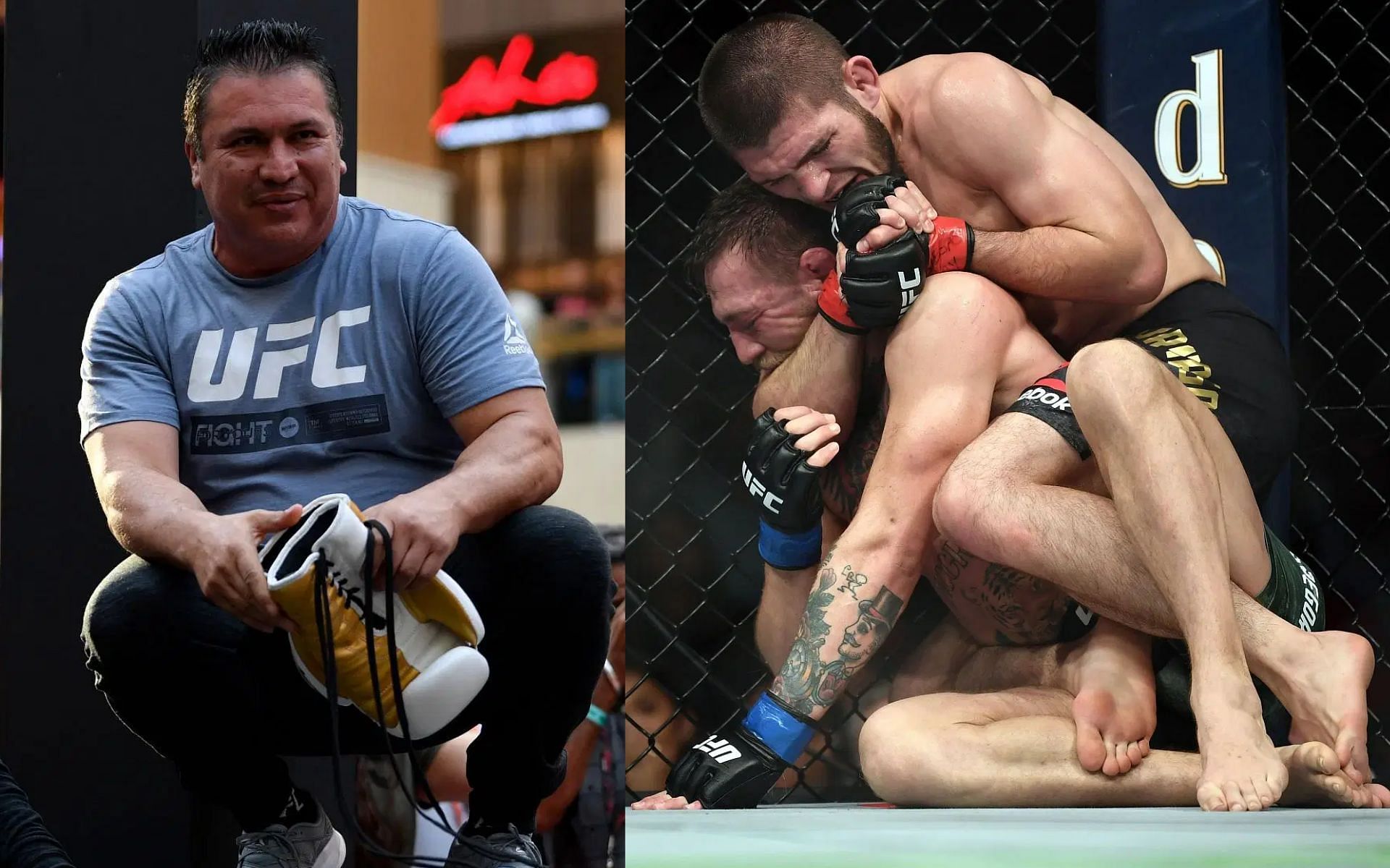 Coach Javier Mendez (left) explains why he was wrong about Khabib Nurmagomedov