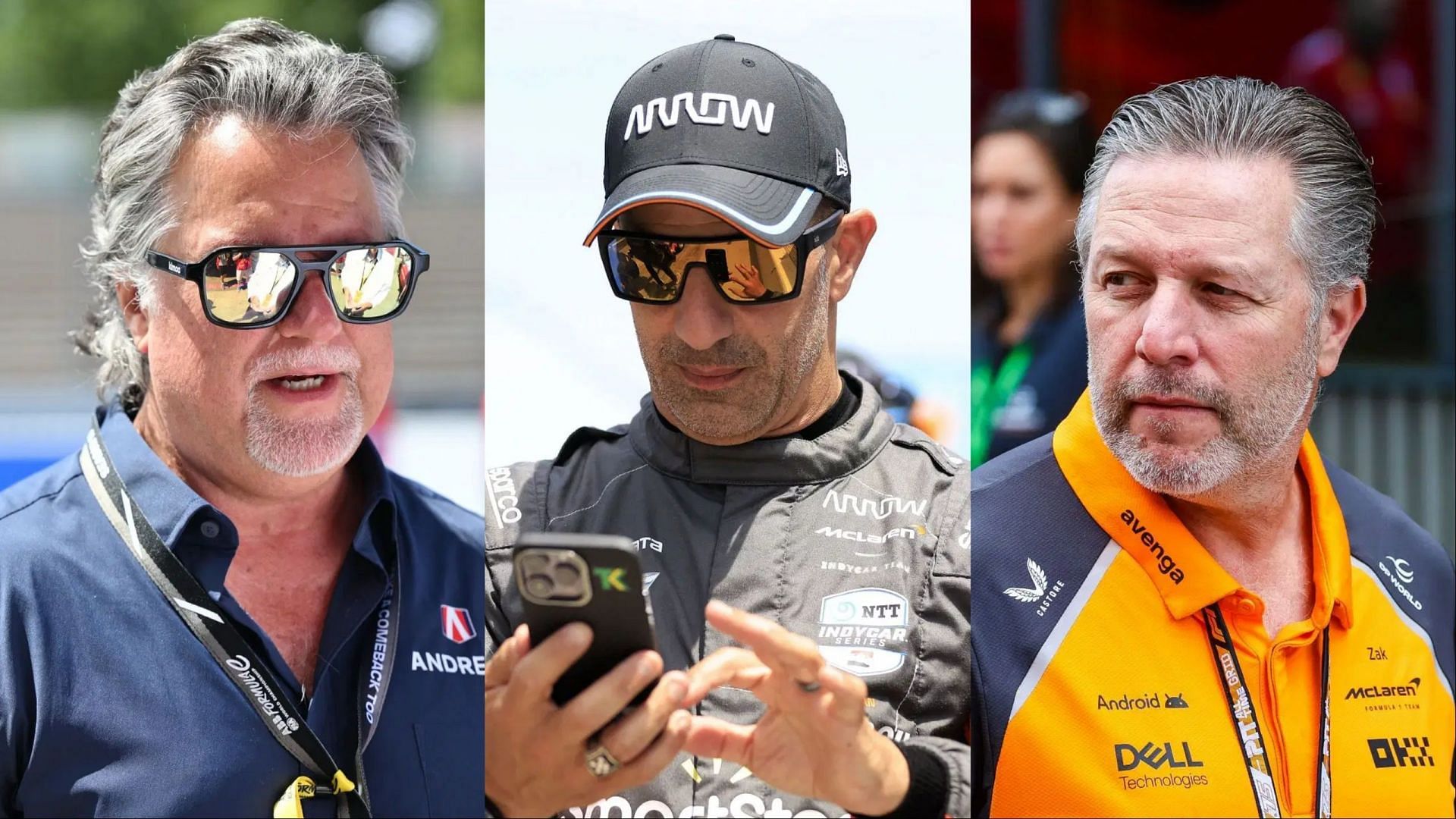 Image Credits: Getty, L: Michael Andretti, M: Tony Kanaan, R: Zak Brown