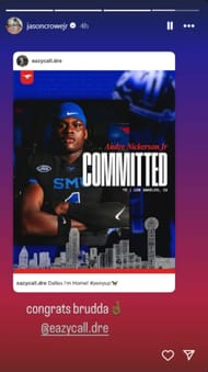 Jason Crowe Jr.'s 2-word reaction as Andre Nickerson commits to ACC program (Image: IG/jasoncrowejr)