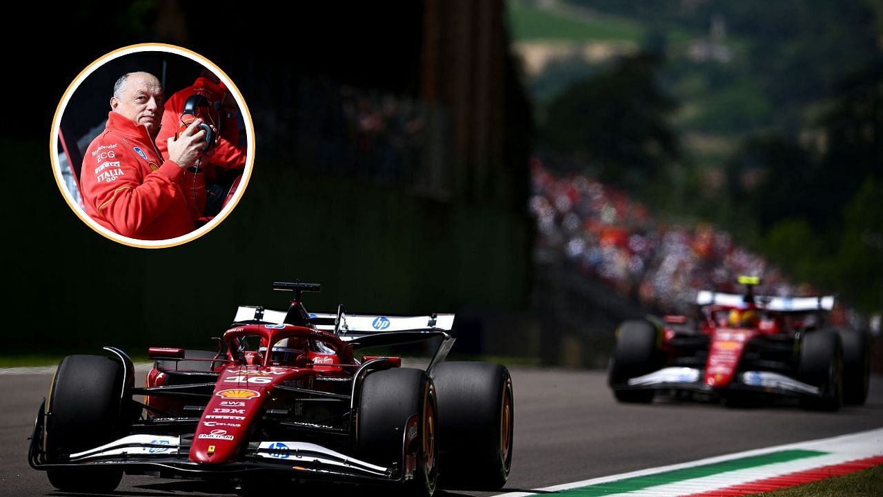 Fans react to Ferrari team boss claiming Lewis Hamilton and Charles Leclerc could have finished P4 &amp; P5 at Imola [images via Getty]