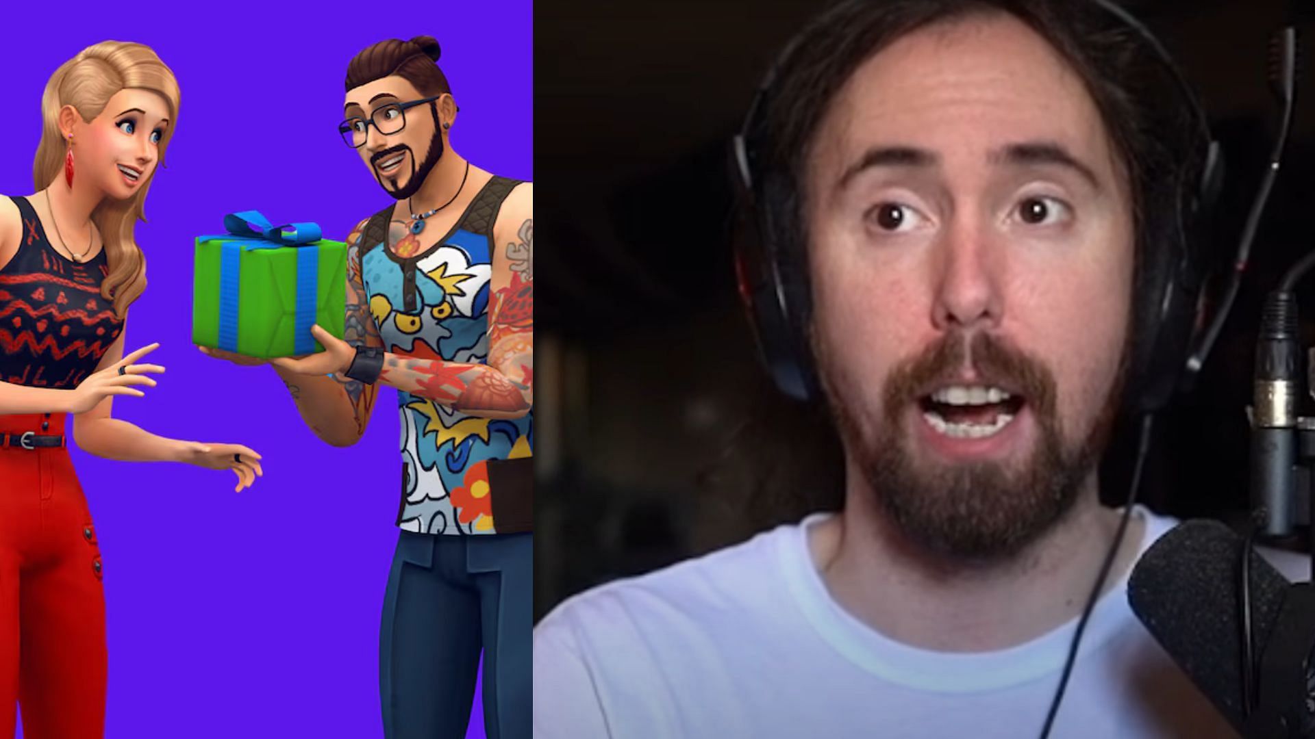 Asmongold speaks on the EA Sims 4 DEI controversy (Images via Electronic Arts, Asmongold Clips/YouTube)