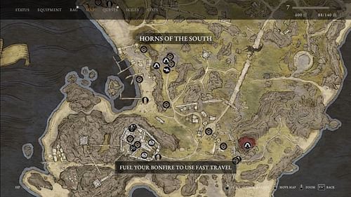 The game map in Tainted Grail The Fall of Avalon (Image via Awaken Realms | YouTube/@Walkthrough! Database)