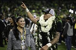 Browns QB Dillon Gabriel shares poolside kiss with fiancée, Zo Caswell, during tropical vacation getaway