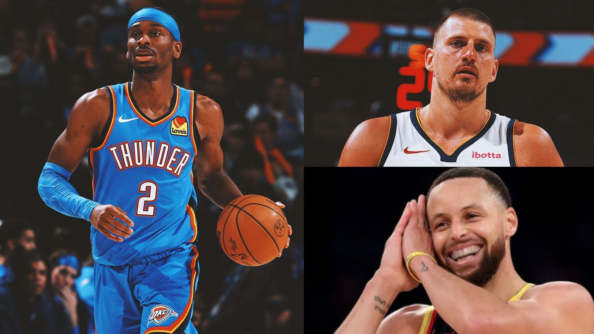 An image of Shai Gilgeous-Alexander, Nikola Jokic, and Steph Curry