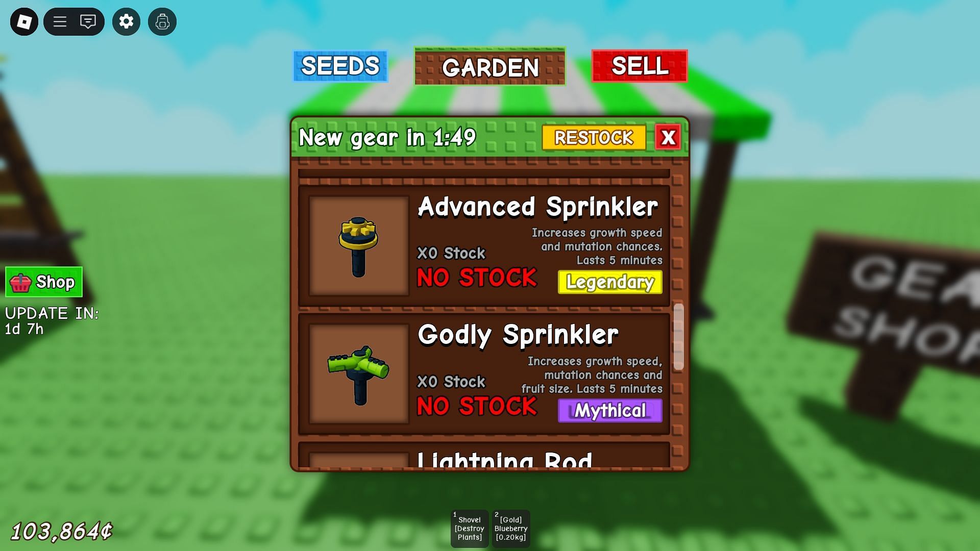 Gear can influence Mutation chances (Image via Roblox)