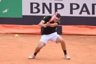 Fritz plays a backhand in the Italian Open - Day Six - Source: Getty