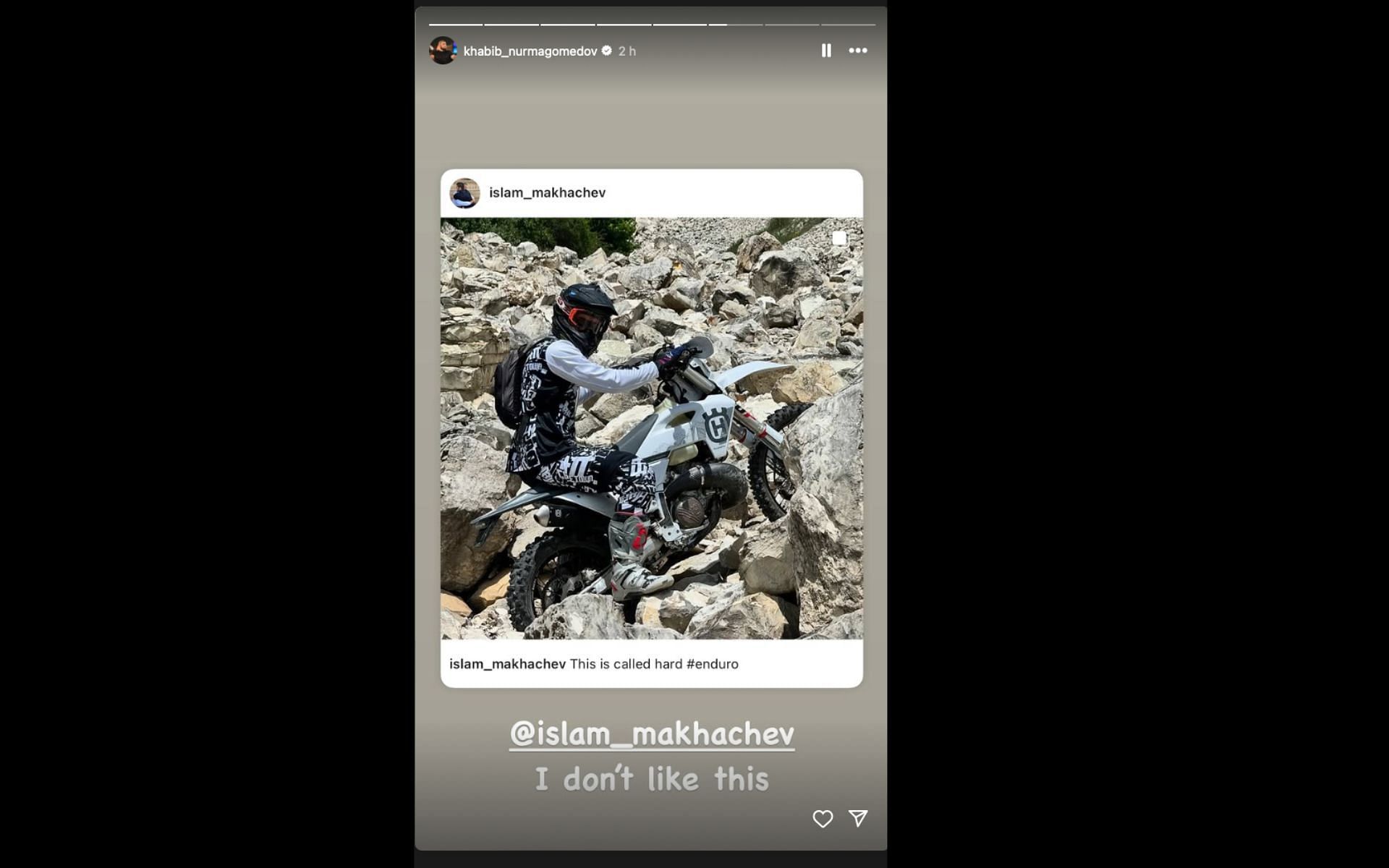 Screenshot of Khabib Nurmagomedov&#039;s story below [Image Courtesy: @khabib_nurmagomedov on Instagram]