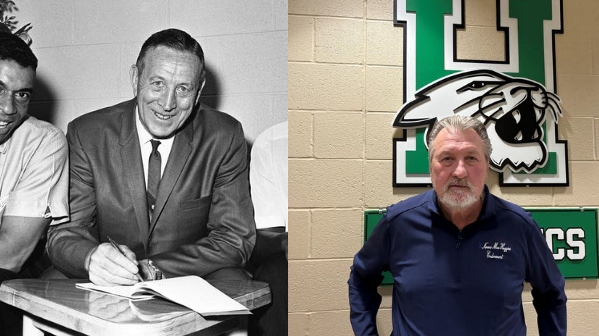 Former coaches John Wooden and Bob Huggins