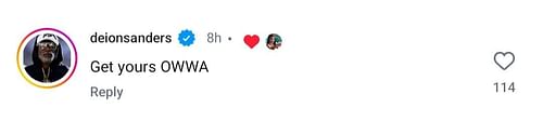 Coach Prime's IG comment