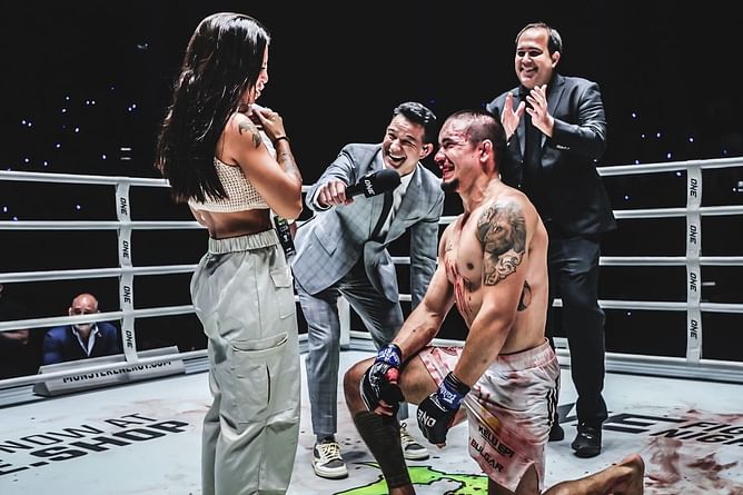"That's my striker" - Fans gush over Lucas Gabriel's heartwarming proposal to now-fiancée Fernanda at ONE Fight Night 31