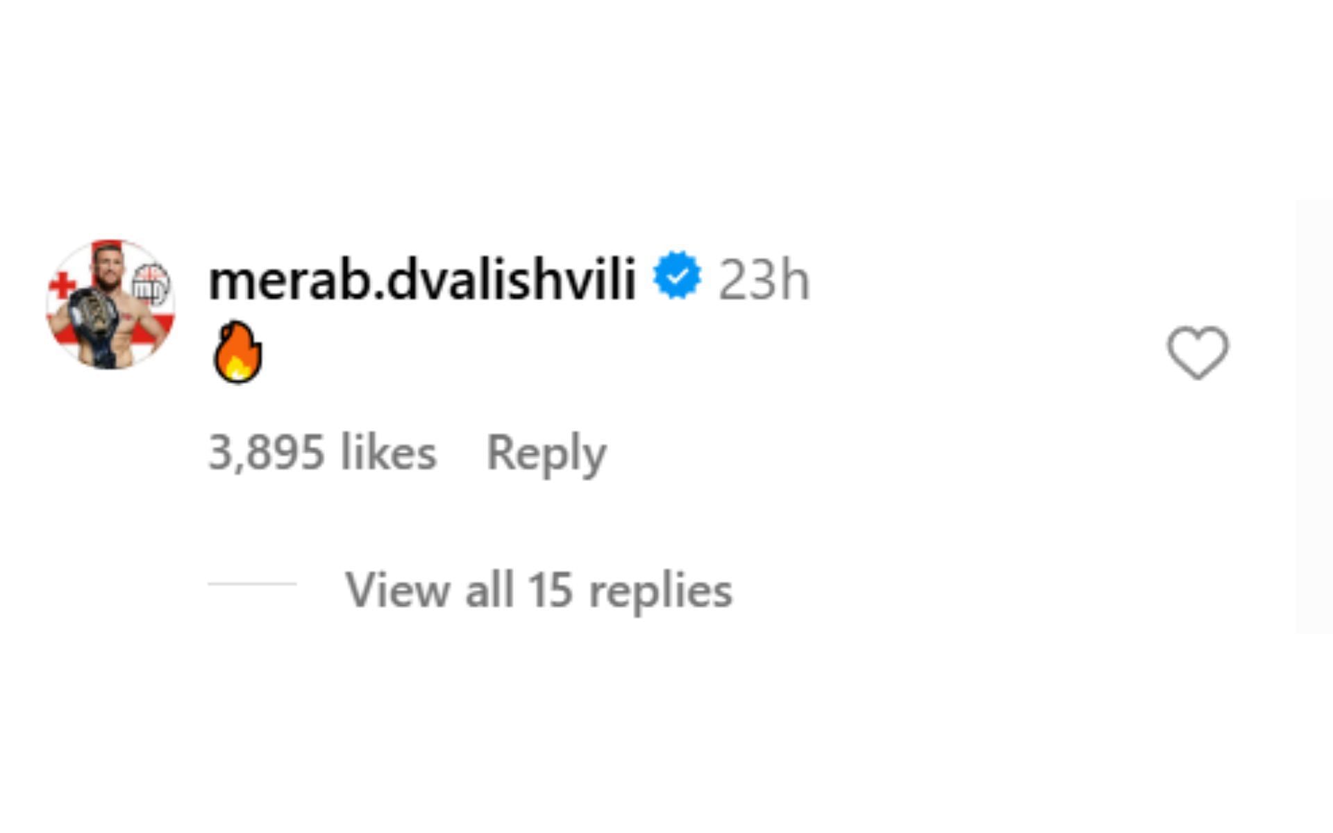 Merab Dvalishvili&#039;s reaction [Screenshot courtesy: @alexvolkanovski on Instagram]