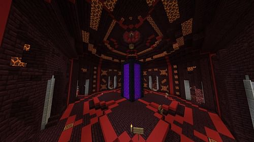 This Nether hub is primarily made up of nether brick blocks and magma blocks. (Image via Mojang Studios || Reddit/u/ntader)