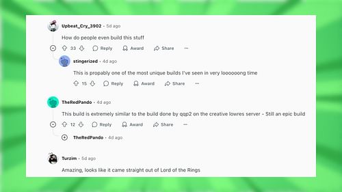 Redditors react to the castle build (Image via Reddit)