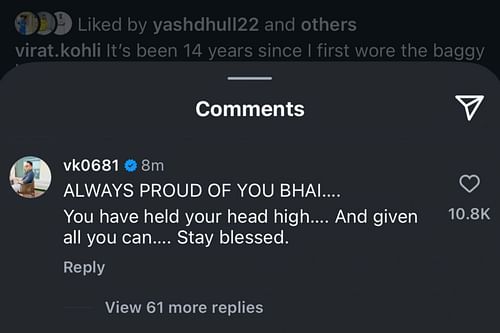 Virat Kohli’s brother pens heartfelt note after Test retirement (Image via Instagram-@virat.kohli)