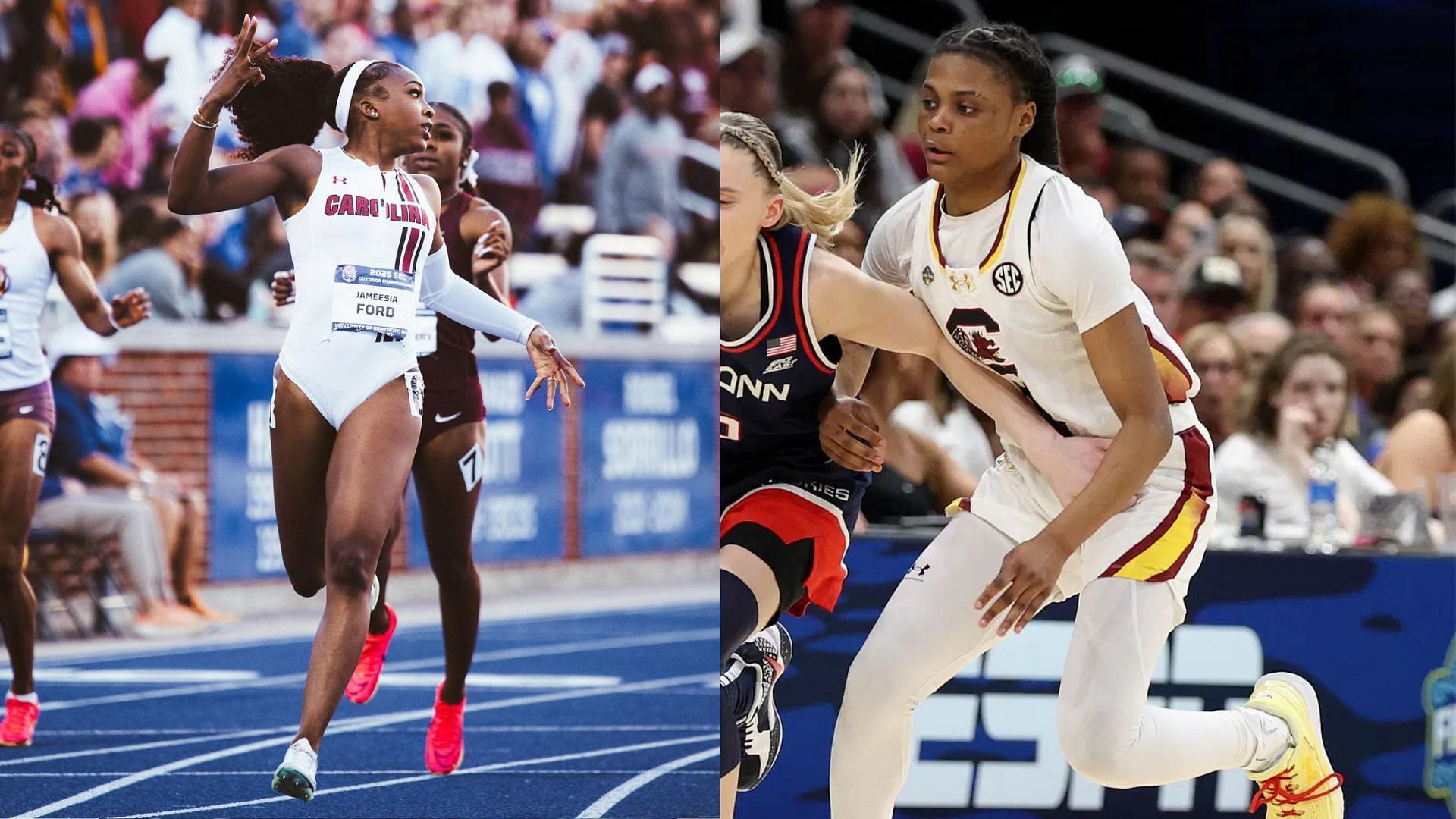 JaMeesia Ford and MiLaysia Fulwiley. - Source: Nathan Ray Seebeck, Imagn &amp; @jameesiaford on Instagram