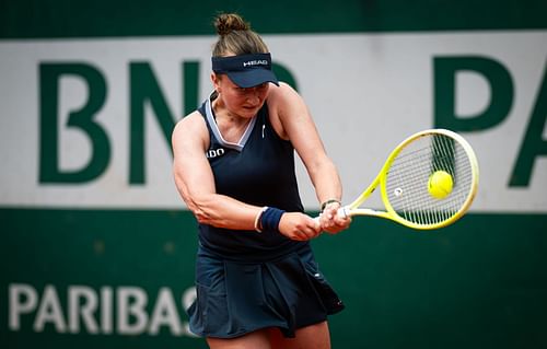 Krejcikova in acton at the 2025 French Open - Day Five - Source: Getty