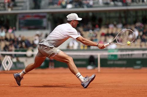 Paul stretches for a point in the 2025 French Open - Day One - Source: Getty