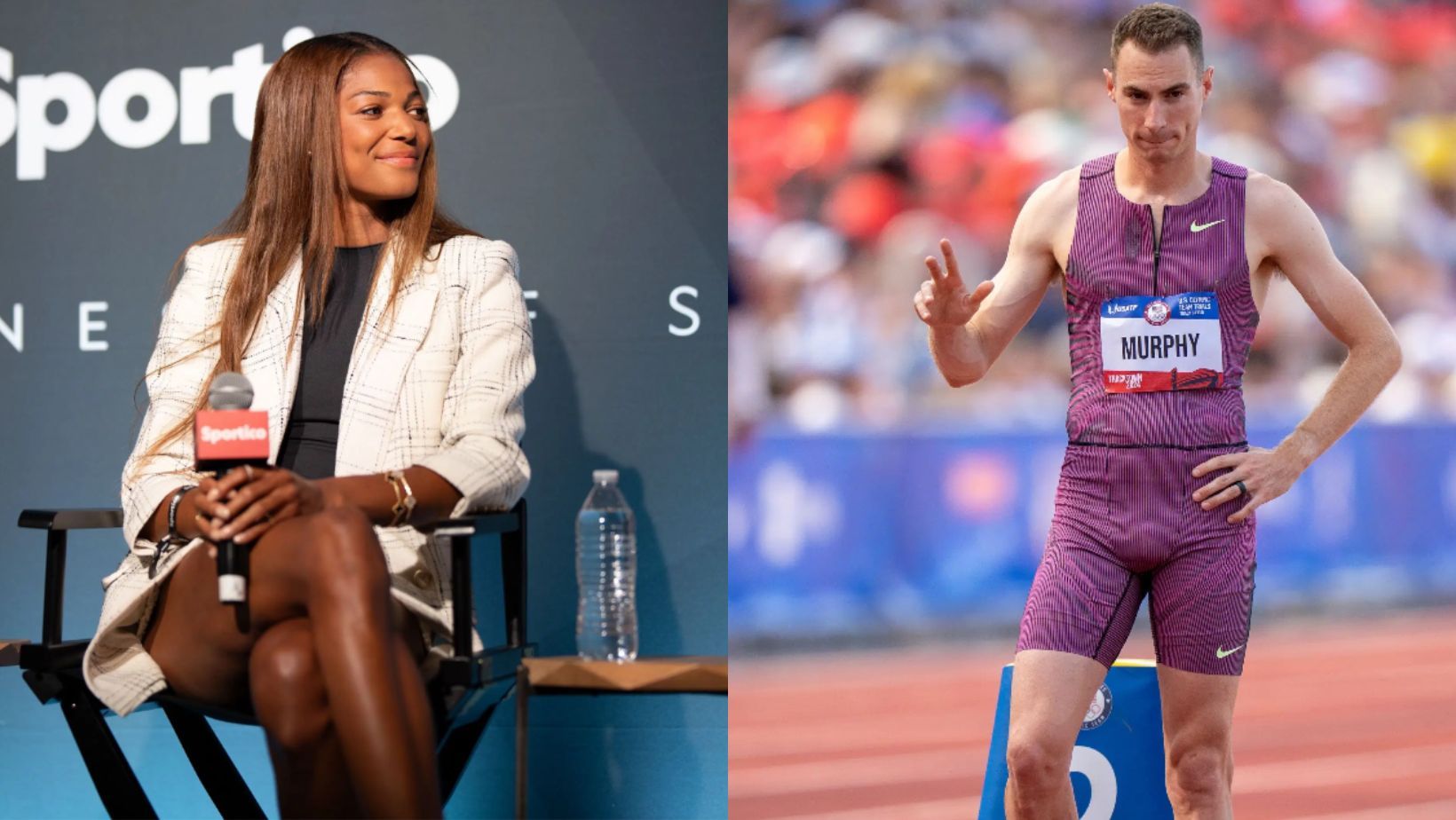 Gabby Thomas reacts to Clayton Murphy's emotional retirement message