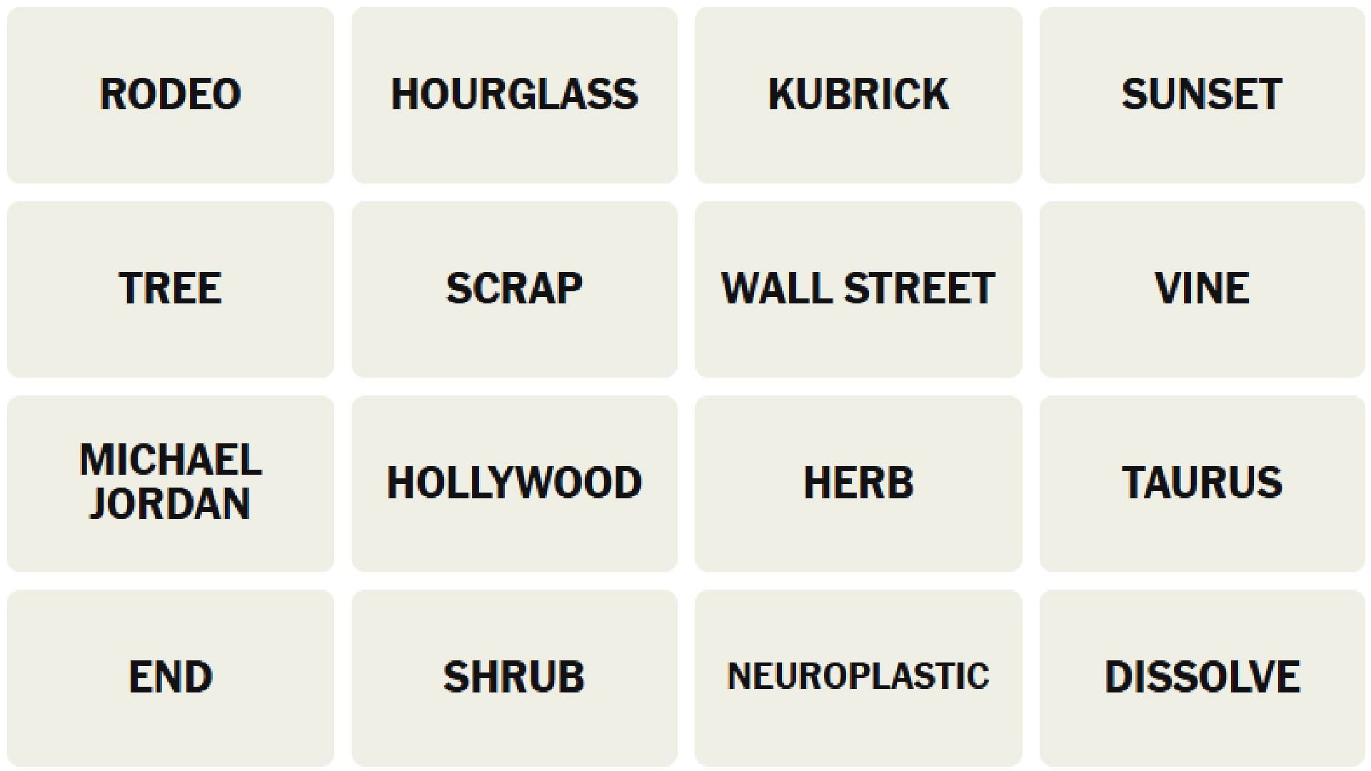 All NYT Connections words for today (Image via The New York Times)