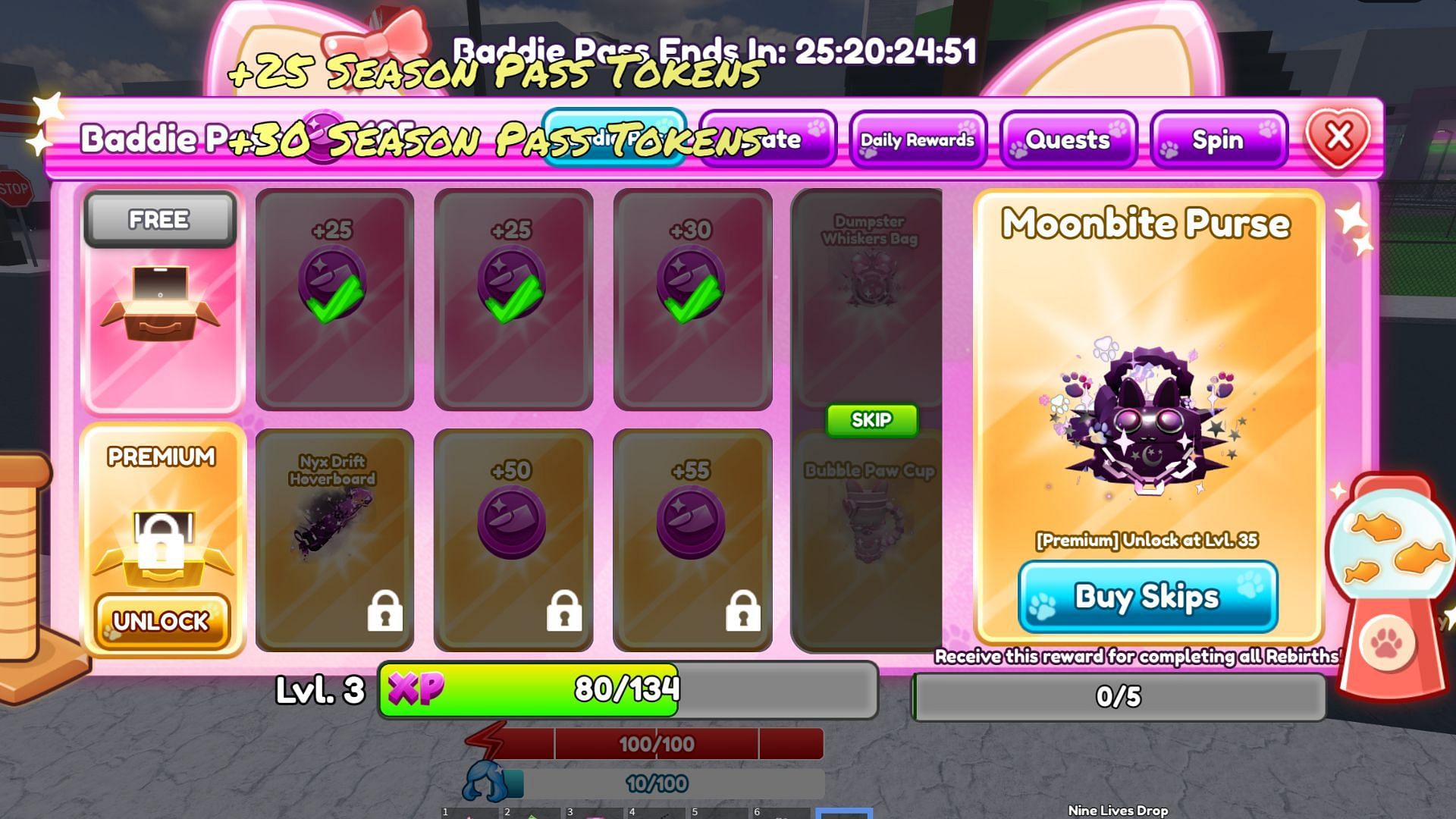 You must complete 35 tiers to get all the rewards (Image via Roblox)