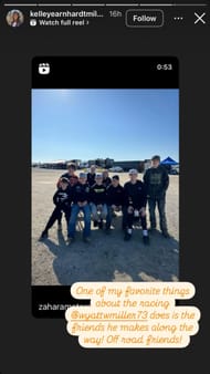 Kelley Earnhardt's Instagram story about Wyatt Miller's racing - Image via Instagram/@kelleyearnhardtmiller