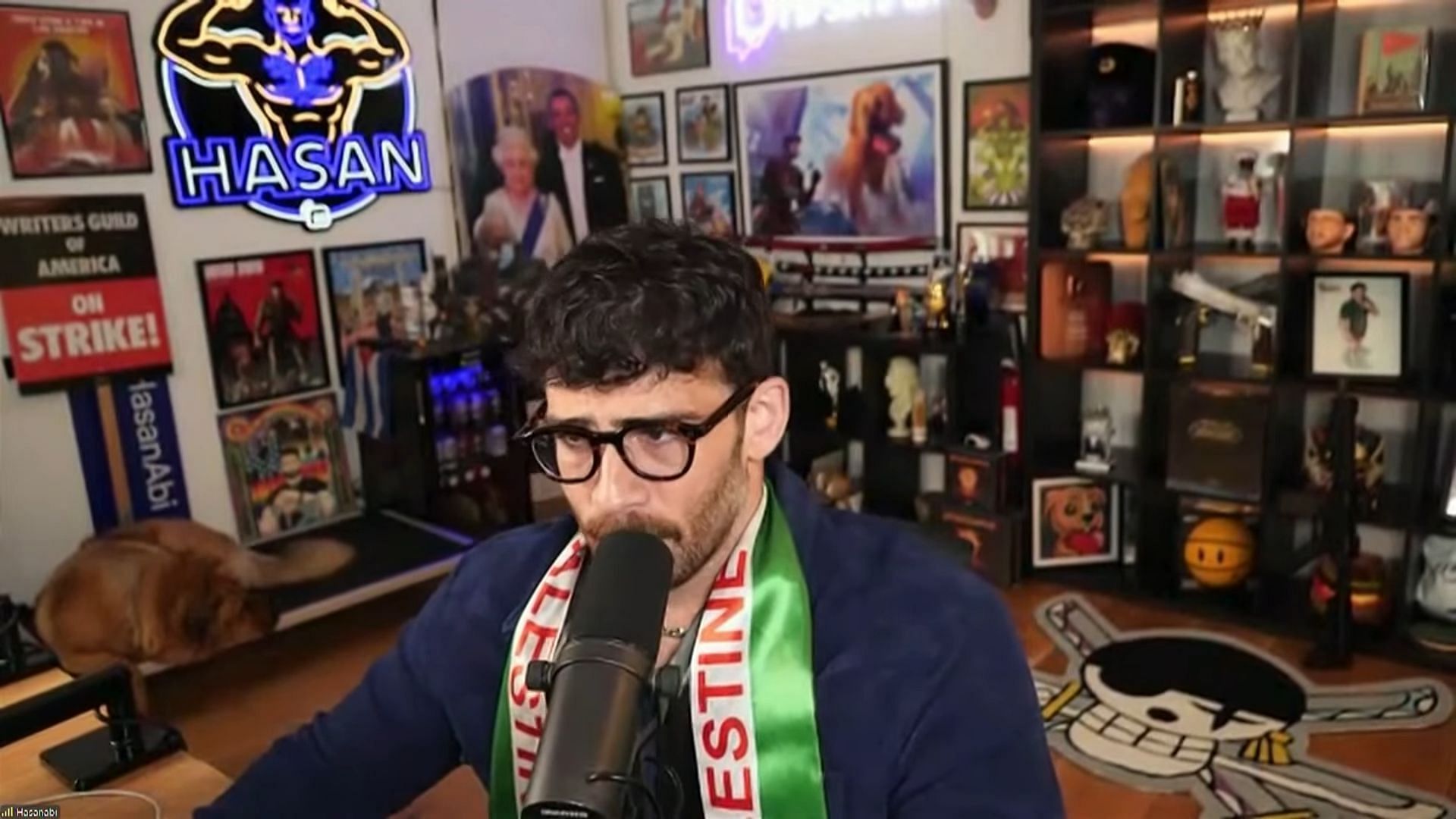 HasanAbi recently addressed the appearance of a controversial sword within the Content Cop video featuring him (Image via H3Podcast/YouTube);