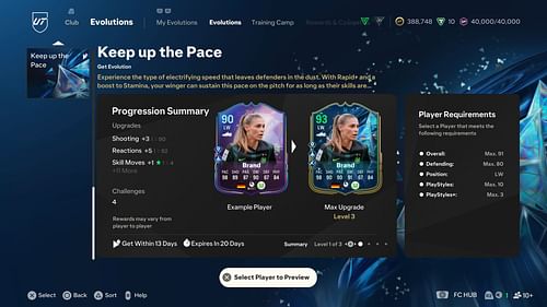 Keep up the Pace EVO requirements (Image via EA Sports)