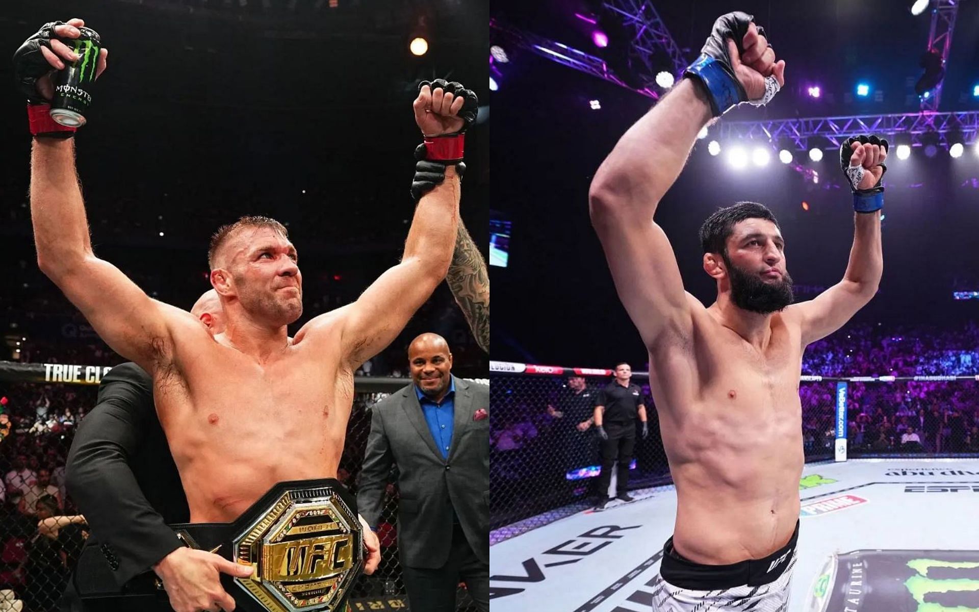A back-up fighter for the Dricus du Plessis (left) vs Khamzat Chimaev (right) fight has been made official. [Images courtesy: Getty Images]