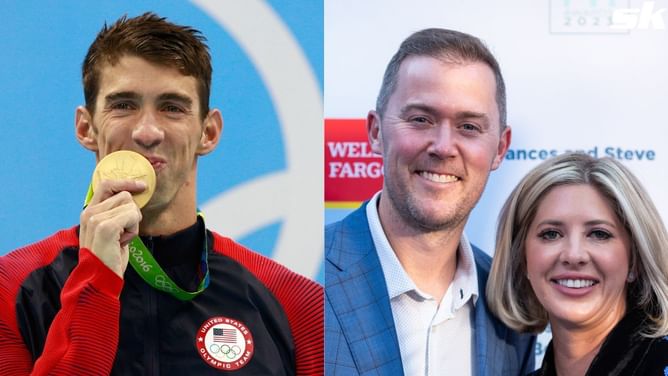 USC coach Lincoln Riley pairs up with 23X Olympic champ Michael Phelps at Pebble beach for golf outing ft. wife Caitlin Riley